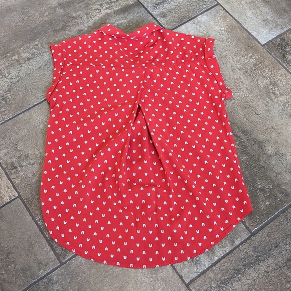Jachs New York Red Girlfriend  Button Up Cap Sleeve Top Size M - Picture 2 of 11